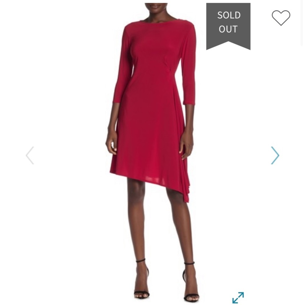 Tash+Sophie 3/4 sleeve asymmetrical drape dress